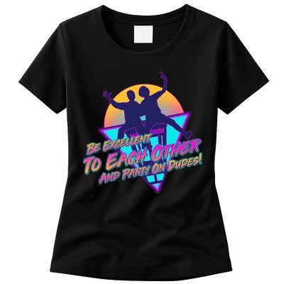 Retro 80's Bill And Ted Be Excellent to Each Other Party On Dudes! Womens T-Shirt