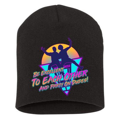 Retro 80's Bill And Ted Be Excellent to Each Other Party On Dudes! Short Acrylic Beanie