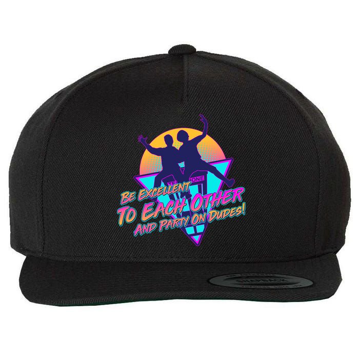 Retro 80's Bill And Ted Be Excellent to Each Other Party On Dudes! Wool Snapback Cap