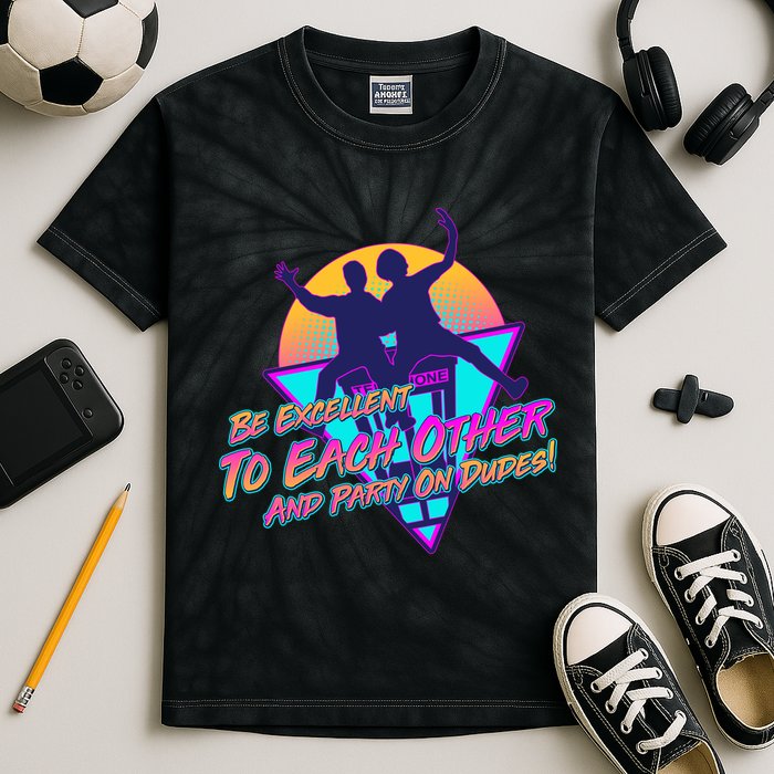 Retro 80's Bill And Ted Be Excellent to Each Other Party On Dudes! Kids Tie-Dye T-Shirt