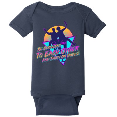 Retro 80's Bill And Ted Be Excellent to Each Other Party On Dudes! Baby Bodysuit