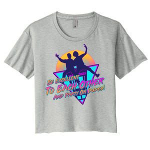 Retro 80's Bill And Ted Be Excellent to Each Other Party On Dudes! Women's Crop Top Tee