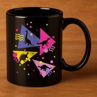 Retro 80's Dinosaurs 11oz C Handle Ceramic Mug