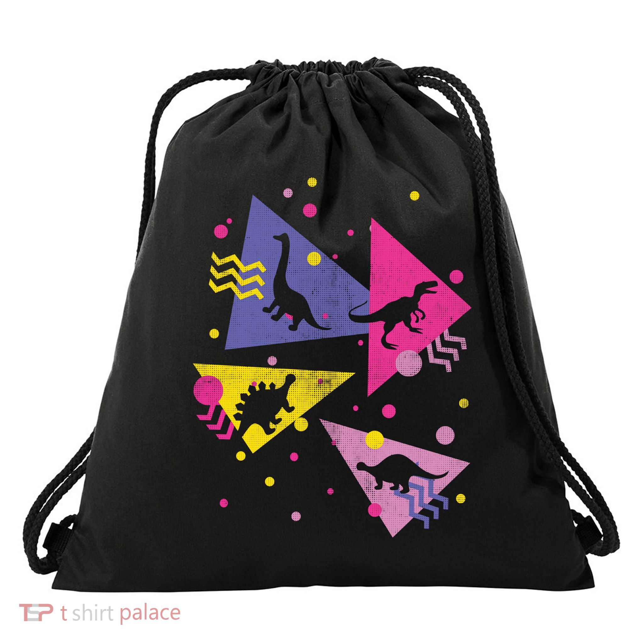 Retro 80's Dinosaurs Drawstring Bag