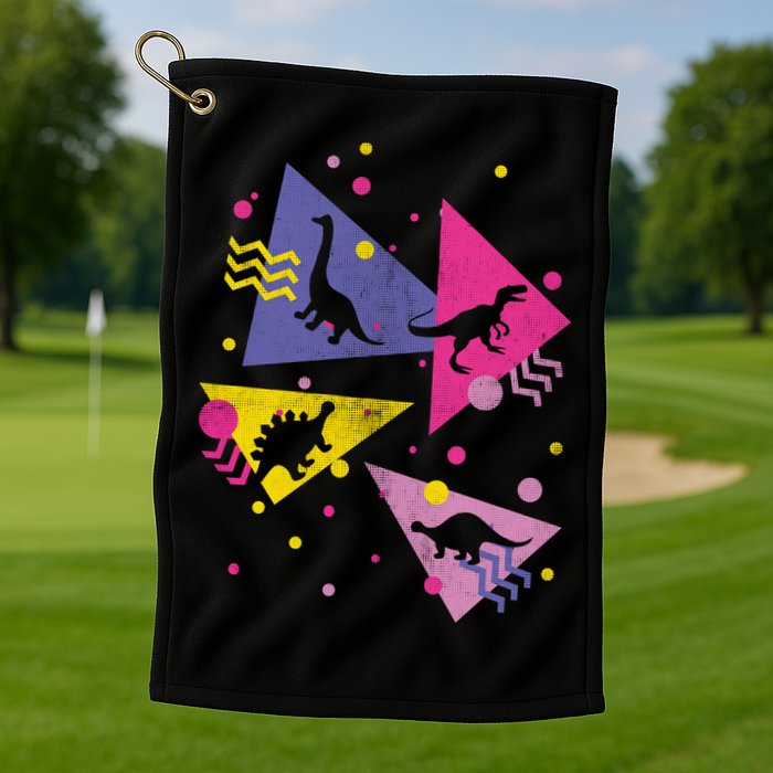 Retro 80's Dinosaurs Golf Towel