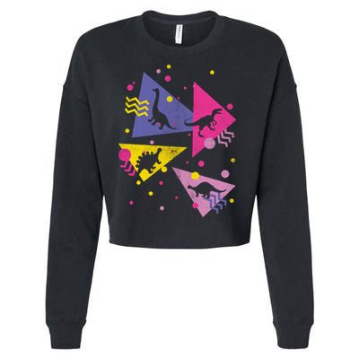 Retro 80's Dinosaurs Cropped Pullover Crew