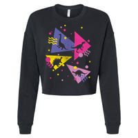 Retro 80's Dinosaurs Cropped Pullover Crew