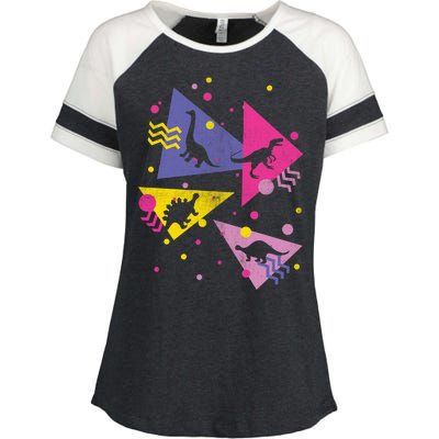 Retro 80's Dinosaurs Enza Ladies Jersey Colorblock Tee