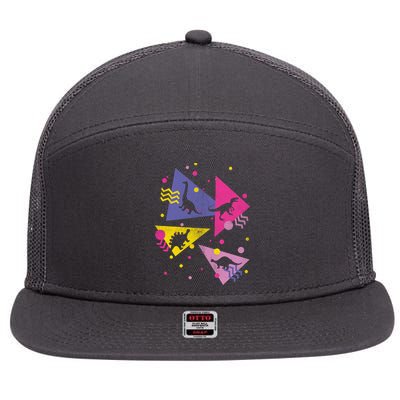Retro 80's Dinosaurs 7 Panel Mesh Trucker Snapback Hat