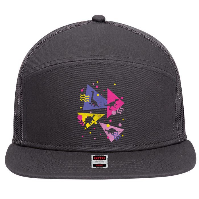 Retro 80's Dinosaurs 7 Panel Mesh Trucker Snapback Hat