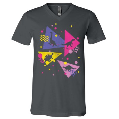 Retro 80's Dinosaurs V-Neck T-Shirt