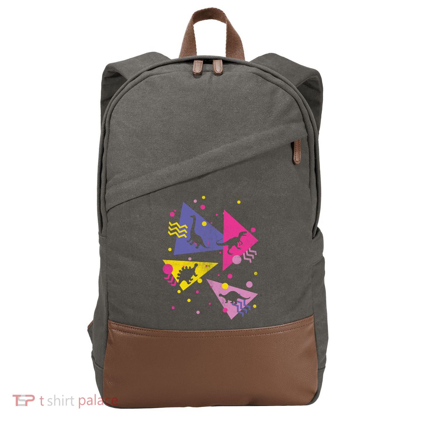 Retro 80's Dinosaurs Cotton Canvas Backpack