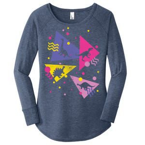 Retro 80's Dinosaurs Women's Perfect Tri Tunic Long Sleeve Shirt