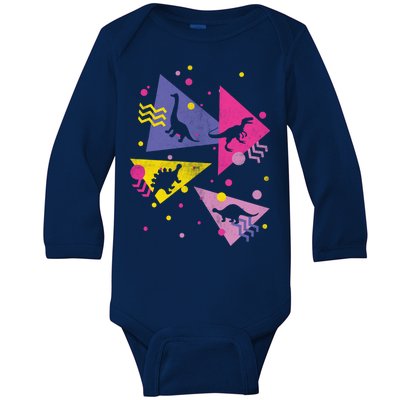 Retro 80's Dinosaurs Baby Long Sleeve Bodysuit