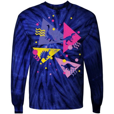 Retro 80's Dinosaurs Tie-Dye Long Sleeve Shirt