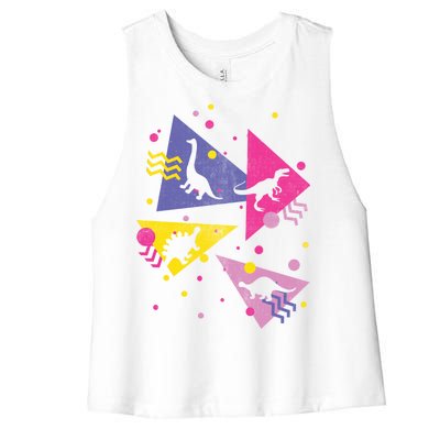 Retro 80's Dinosaurs Women's Racerback Cropped Tank