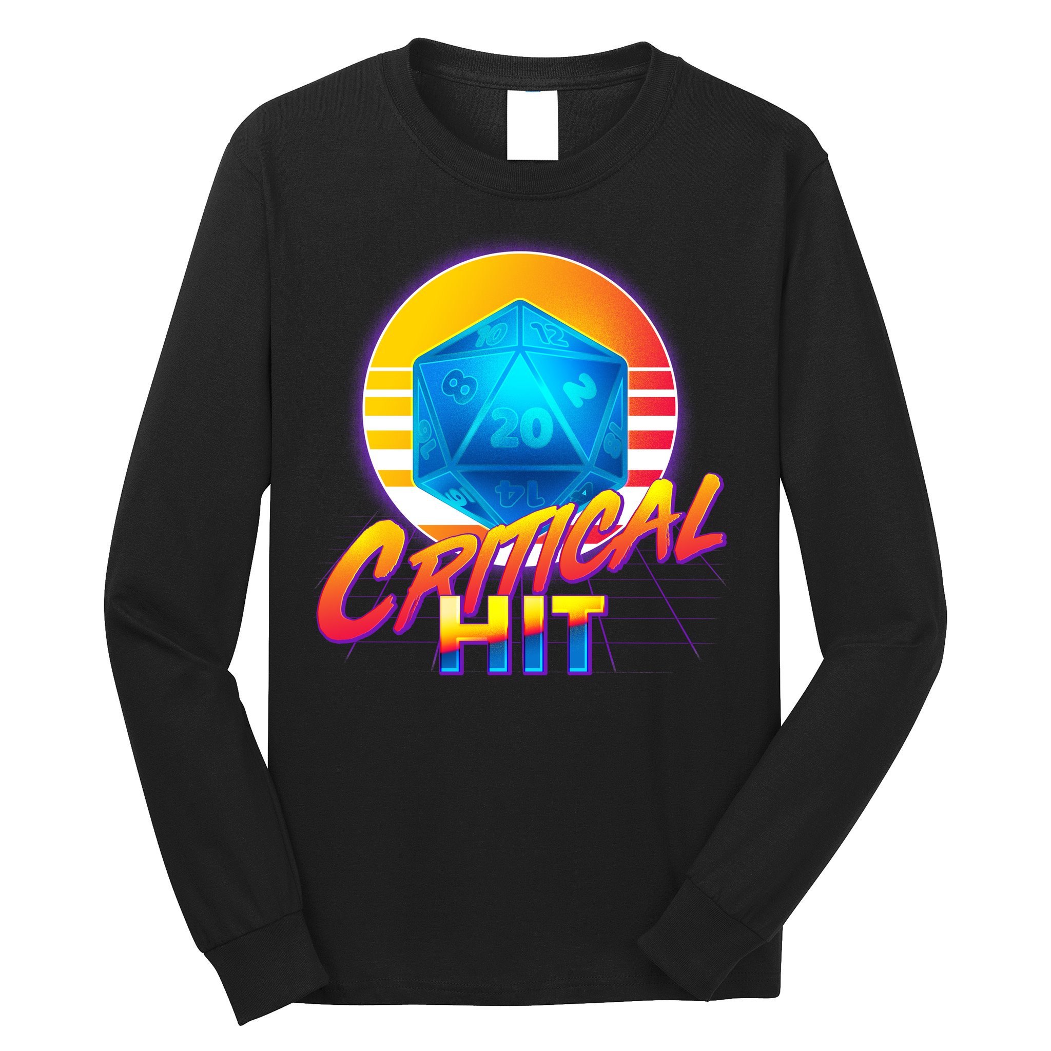 Retro 80's DnD Critical Hit Long Sleeve Shirt