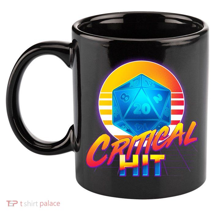 Retro 80's DnD Critical Hit 11oz C Handle Ceramic Mug