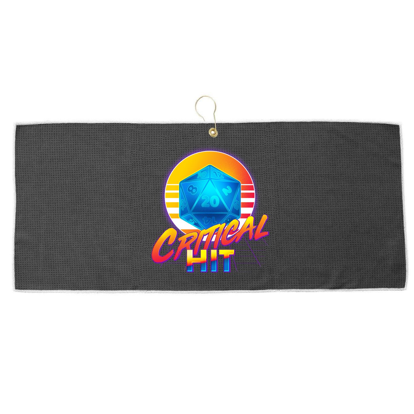 Retro 80's DnD Critical Hit Large Microfiber Waffle Golf Towel