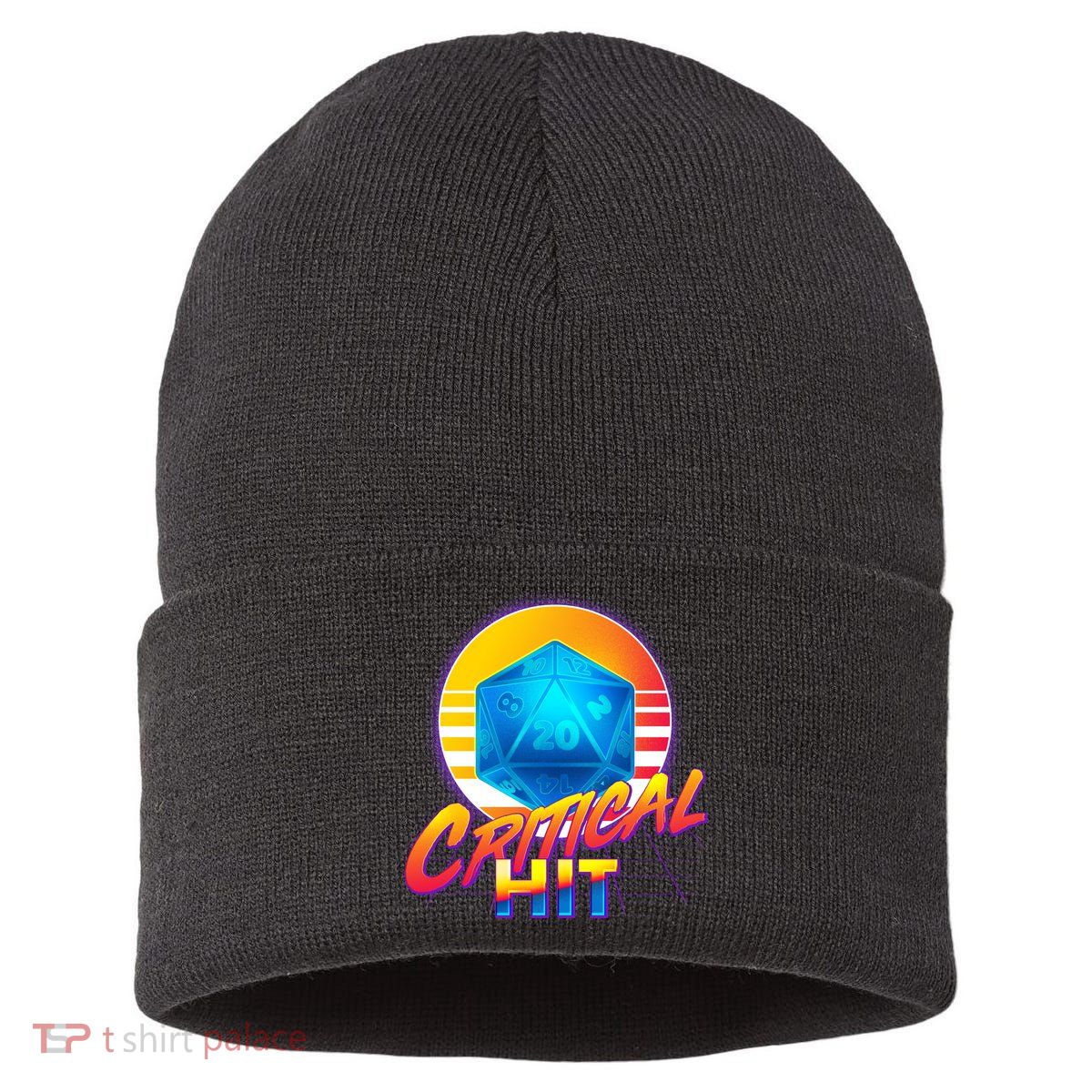 Retro 80's DnD Critical Hit Sustainable Knit Beanie