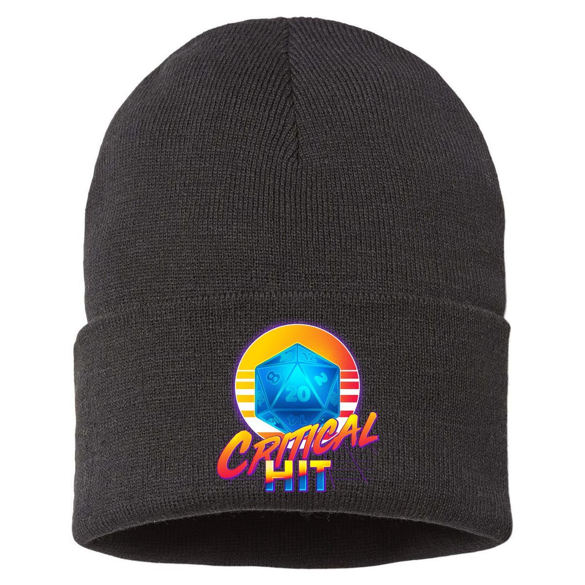 Retro 80's DnD Critical Hit Sustainable Knit Beanie