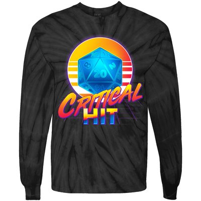 Retro 80's DnD Critical Hit Tie-Dye Long Sleeve Shirt