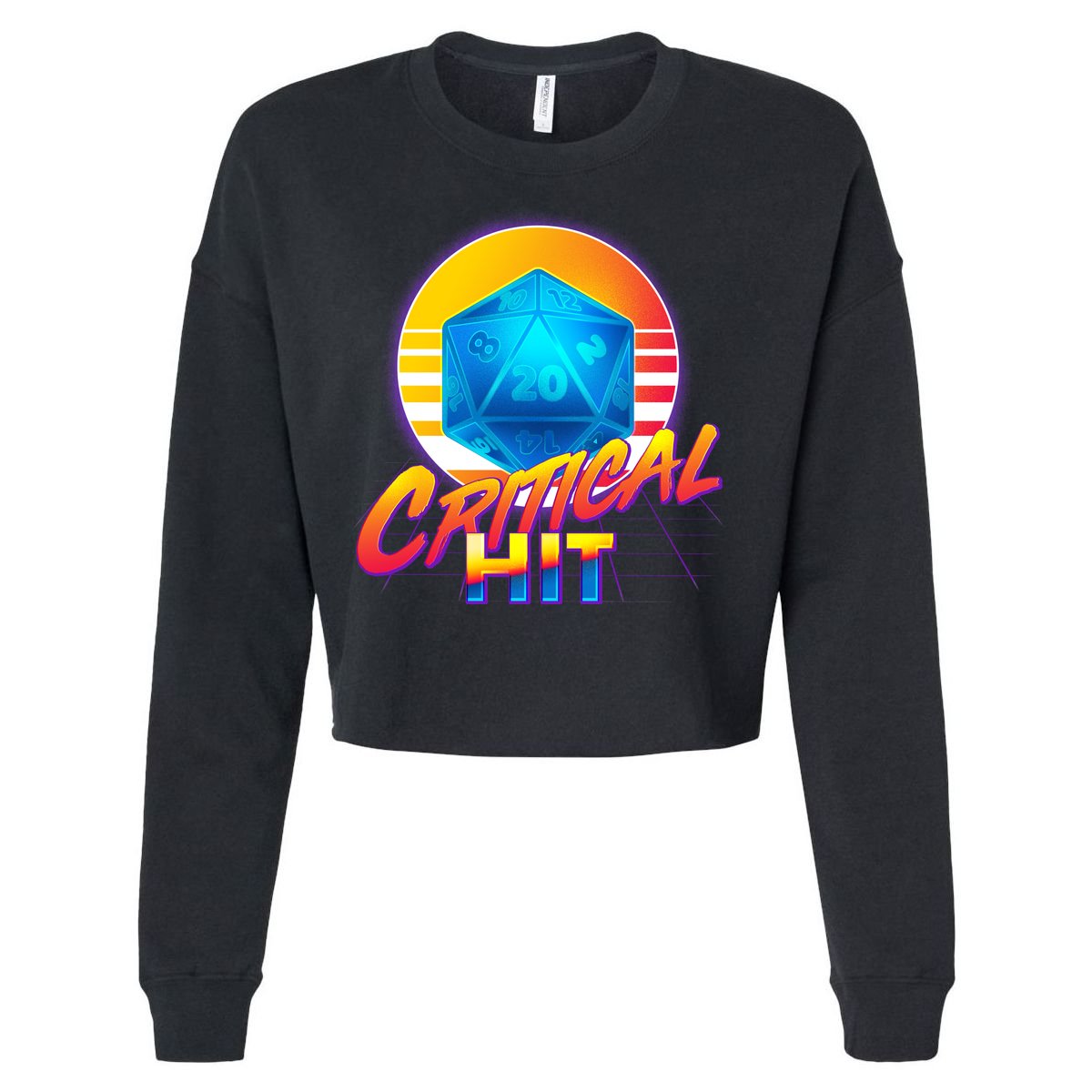 Retro 80's DnD Critical Hit Cropped Pullover Crew