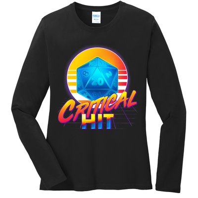 Retro 80's DnD Critical Hit Ladies Long Sleeve Shirt