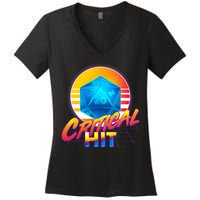 Retro 80's DnD Critical Hit Women's V-Neck T-Shirt