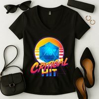 Retro 80's DnD Critical Hit Women's V-Neck T-Shirt