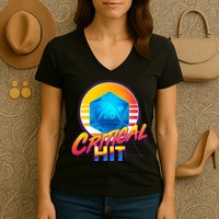 Retro 80's DnD Critical Hit Women's V-Neck T-Shirt