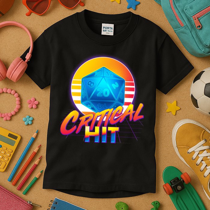 Retro 80's DnD Critical Hit Kids T-Shirt