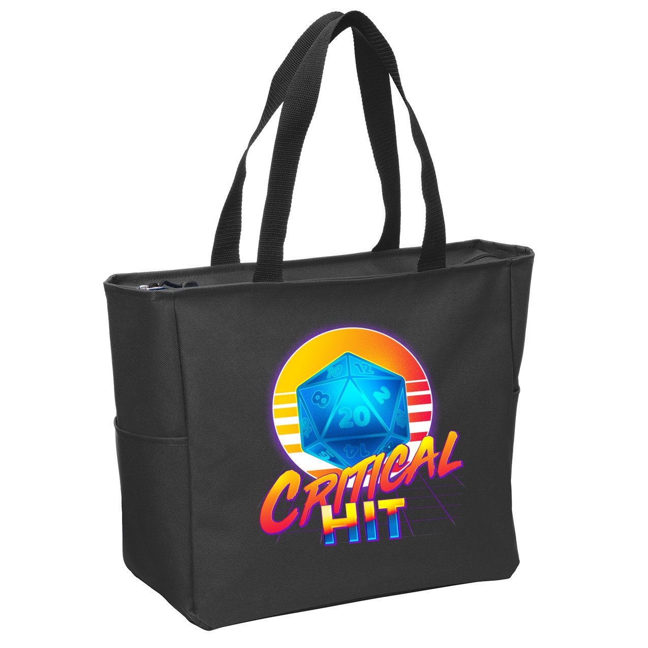 Retro 80's DnD Critical Hit Zip Tote Bag