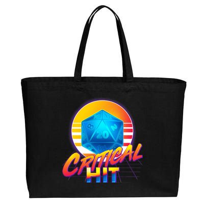 Retro 80's DnD Critical Hit Cotton Canvas Jumbo Tote