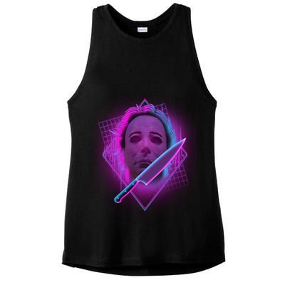 Retro 80's Eighties Myers With Knife Ladies PosiCharge Tri-Blend Wicking Tank