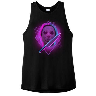 Retro 80's Eighties Myers With Knife Ladies PosiCharge Tri-Blend Wicking Tank