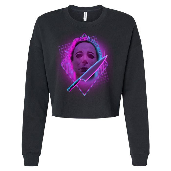 Retro 80's Eighties Myers With Knife Cropped Pullover Crew