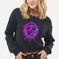 Retro 80's Eighties Myers With Knife Cropped Pullover Crew
