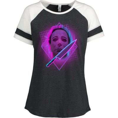 Retro 80's Eighties Myers With Knife Enza Ladies Jersey Colorblock Tee