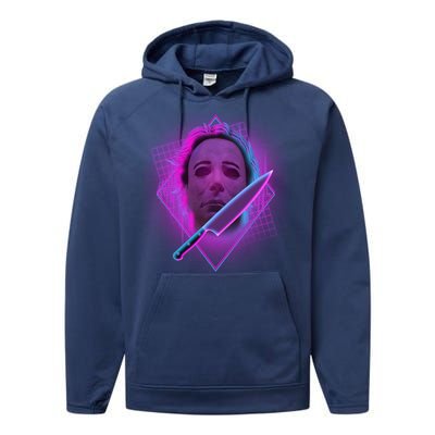 Retro 80's Eighties Myers With Knife Performance Fleece Hoodie