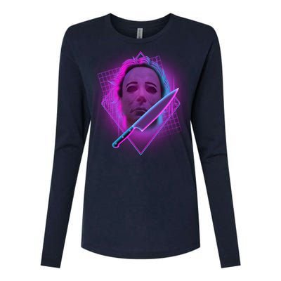 Retro 80's Eighties Myers With Knife Womens Cotton Relaxed Long Sleeve T-Shirt