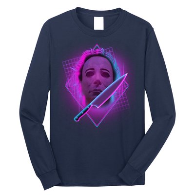 Retro 80's Eighties Myers With Knife Long Sleeve Shirt