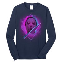 Retro 80's Eighties Myers With Knife Long Sleeve Shirt