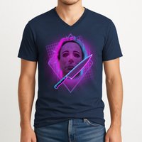 Retro 80's Eighties Myers With Knife V-Neck T-Shirt