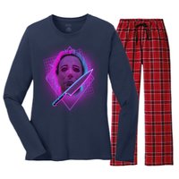 Retro 80's Eighties Myers With Knife Women's Long Sleeve Flannel Pajama Set 