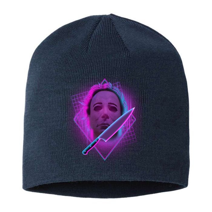 Retro 80's Eighties Myers With Knife Sustainable Beanie
