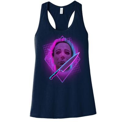 Retro 80's Eighties Myers With Knife Women's Racerback Tank