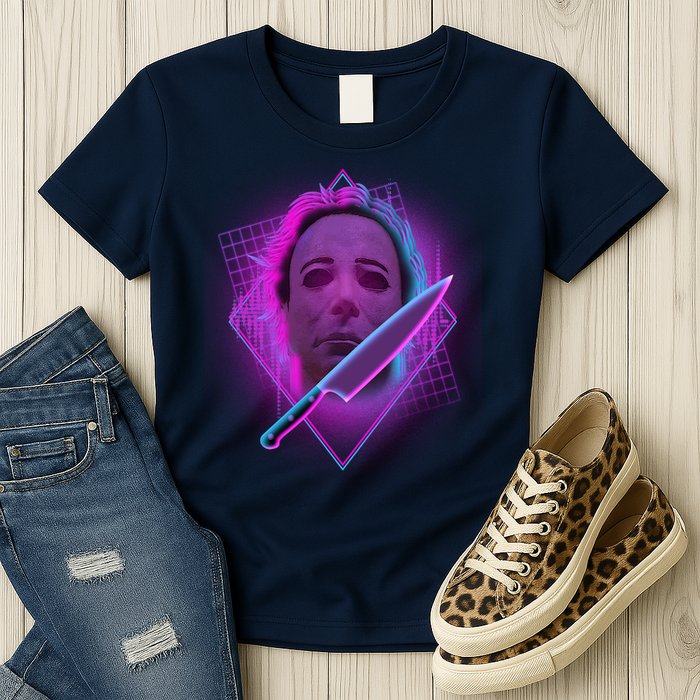 Retro 80's Eighties Myers With Knife Womens T-Shirt