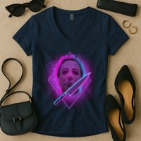 Retro 80's Eighties Myers With Knife Women's V-Neck T-Shirt