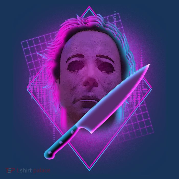 Retro 80's Eighties Myers With Knife Women's V-Neck T-Shirt